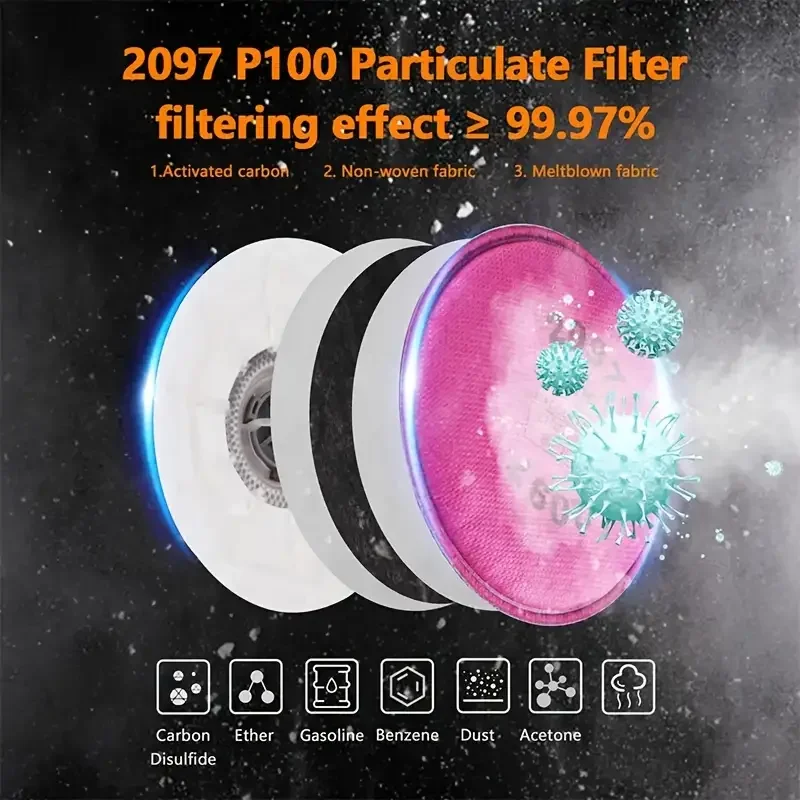 6200 2097 Filter Goggles Half Face Reusable Respirator Mask Epoxy Dust Paint Organic Vapor Welding Wooding