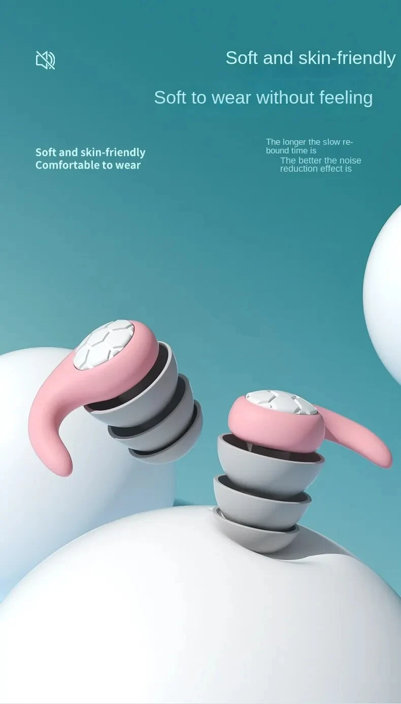 Silicone Noise Cancelling Earplugs Noise Filter Sleep Swimming Waterproof Three Layer Mute Earplugs