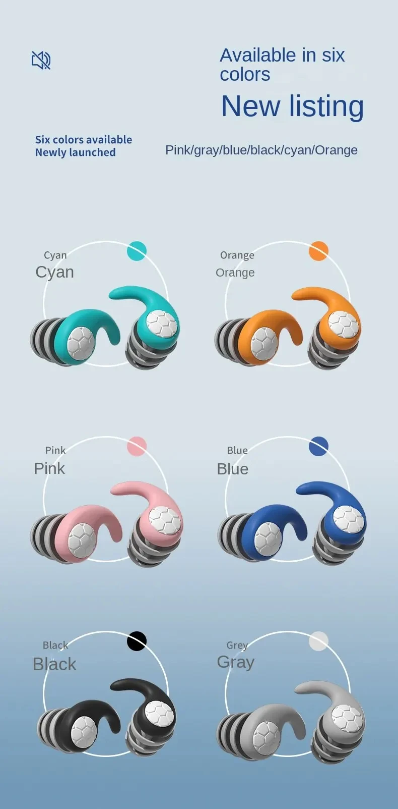 Silicone Noise Cancelling Earplugs Noise Filter Sleep Swimming Waterproof Three Layer Mute Earplugs