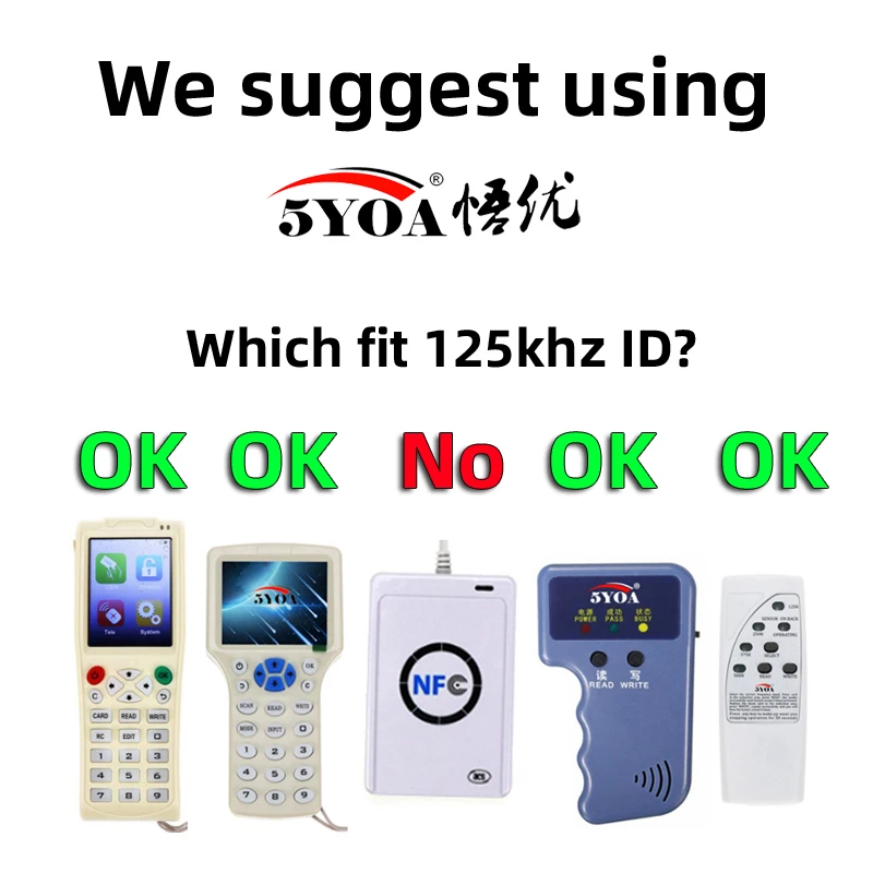 10pcs 125KHz T5577 Keyfobs Rewritable Duplicate Tag 5200 Proximity Copy Access Card ID Token Ring RFID Cloner Keychain