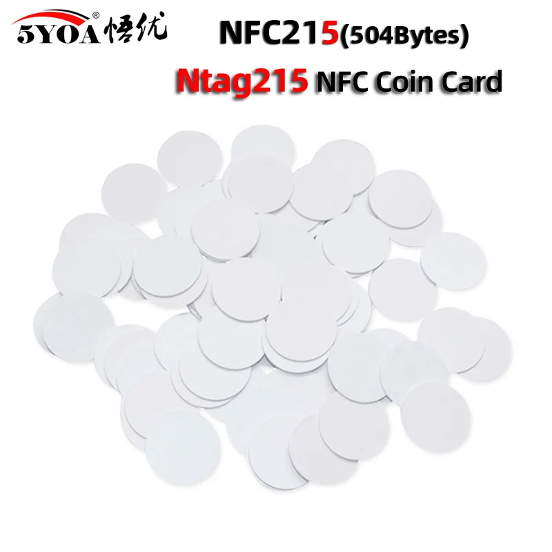50/10/50pcs NFC Ntag215 Ntag213 216 213 Coin TAG Key 13.56MHz 215 Card Label RFID Ultralight Labels 25 mm diameter Round