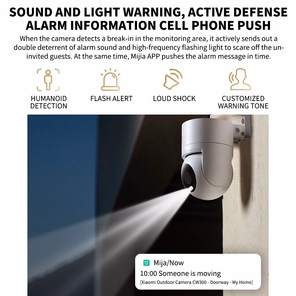 XIAOMI Outdoor Camera CW300 2.5K Full Color Night Vision 4 Million Pixels IP66 Human Tracking Sound And Light Warning Voice Call