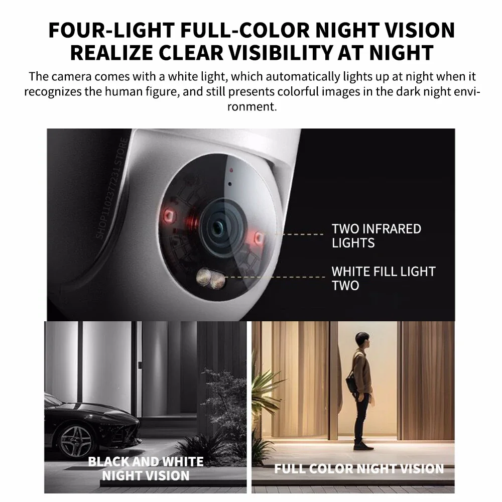 XIAOMI Outdoor Camera CW300 2.5K Full Color Night Vision 4 Million Pixels IP66 Human Tracking Sound And Light Warning Voice Call