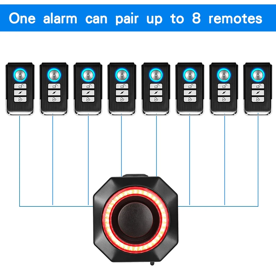 Awapow Bicycle Alarm Remote Control Bike Anti Theft Vibration Alarm 110dB Motorcycle Bicycle Detector USB Rechargeable