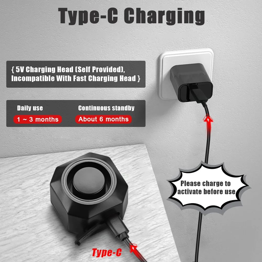 Awapow Bicycle Alarm Remote Control Bike Anti Theft Vibration Alarm 110dB Motorcycle Bicycle Detector USB Rechargeable