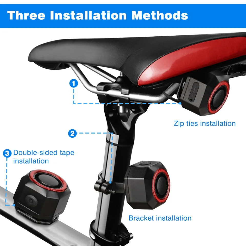 Awapow Bicycle Alarm Remote Control Bike Anti Theft Vibration Alarm 110dB Motorcycle Bicycle Detector USB Rechargeable