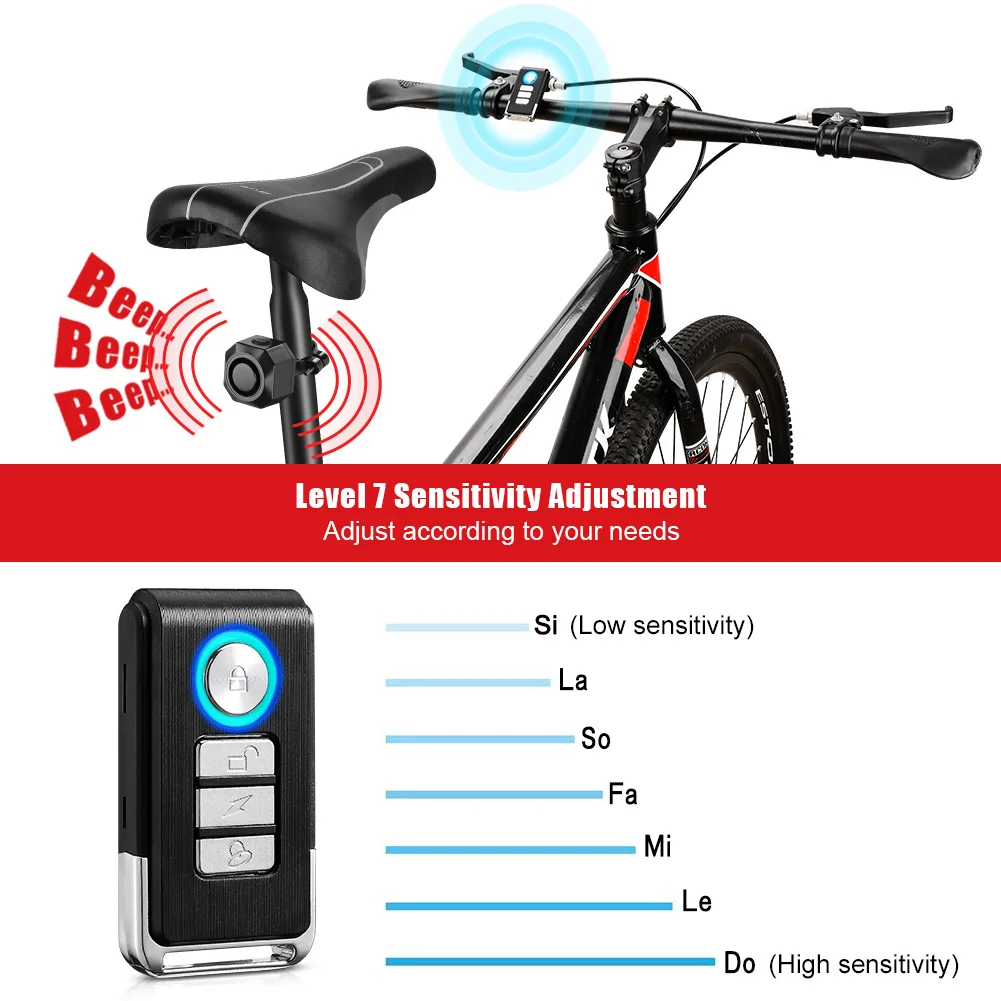 Awapow Bicycle Alarm Remote Control Bike Anti Theft Vibration Alarm 110dB Motorcycle Bicycle Detector USB Rechargeable