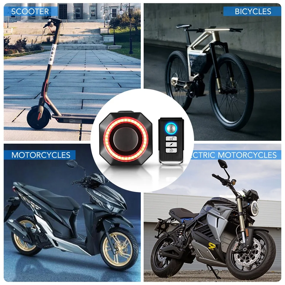 Awapow Bicycle Alarm Remote Control Bike Anti Theft Vibration Alarm 110dB Motorcycle Bicycle Detector USB Rechargeable