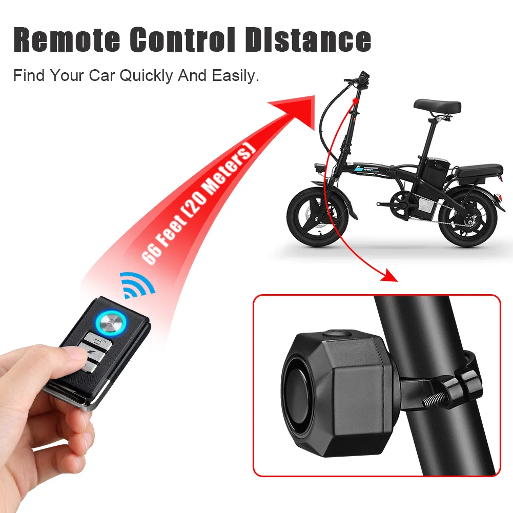 Awapow Bicycle Alarm Remote Control Bike Anti Theft Vibration Alarm 110dB Motorcycle Bicycle Detector USB Rechargeable