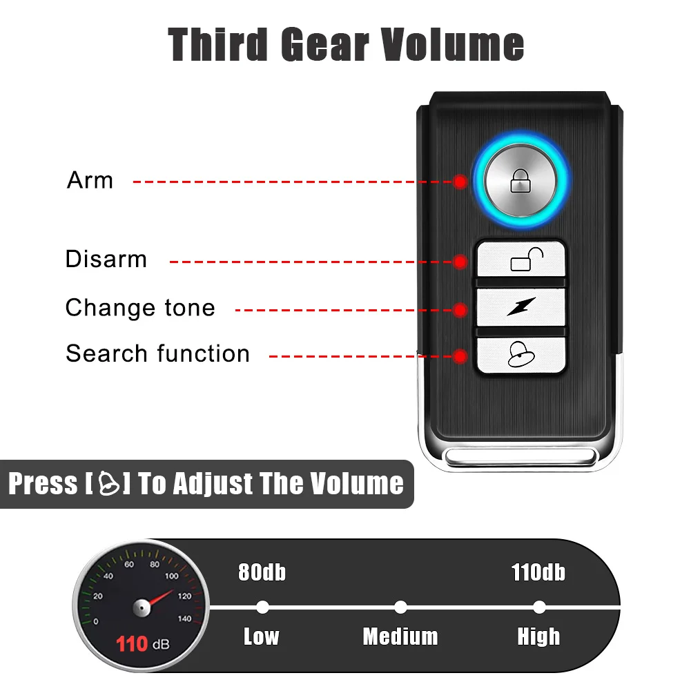 Awapow Bicycle Alarm Remote Control Bike Anti Theft Vibration Alarm 110dB Motorcycle Bicycle Detector USB Rechargeable