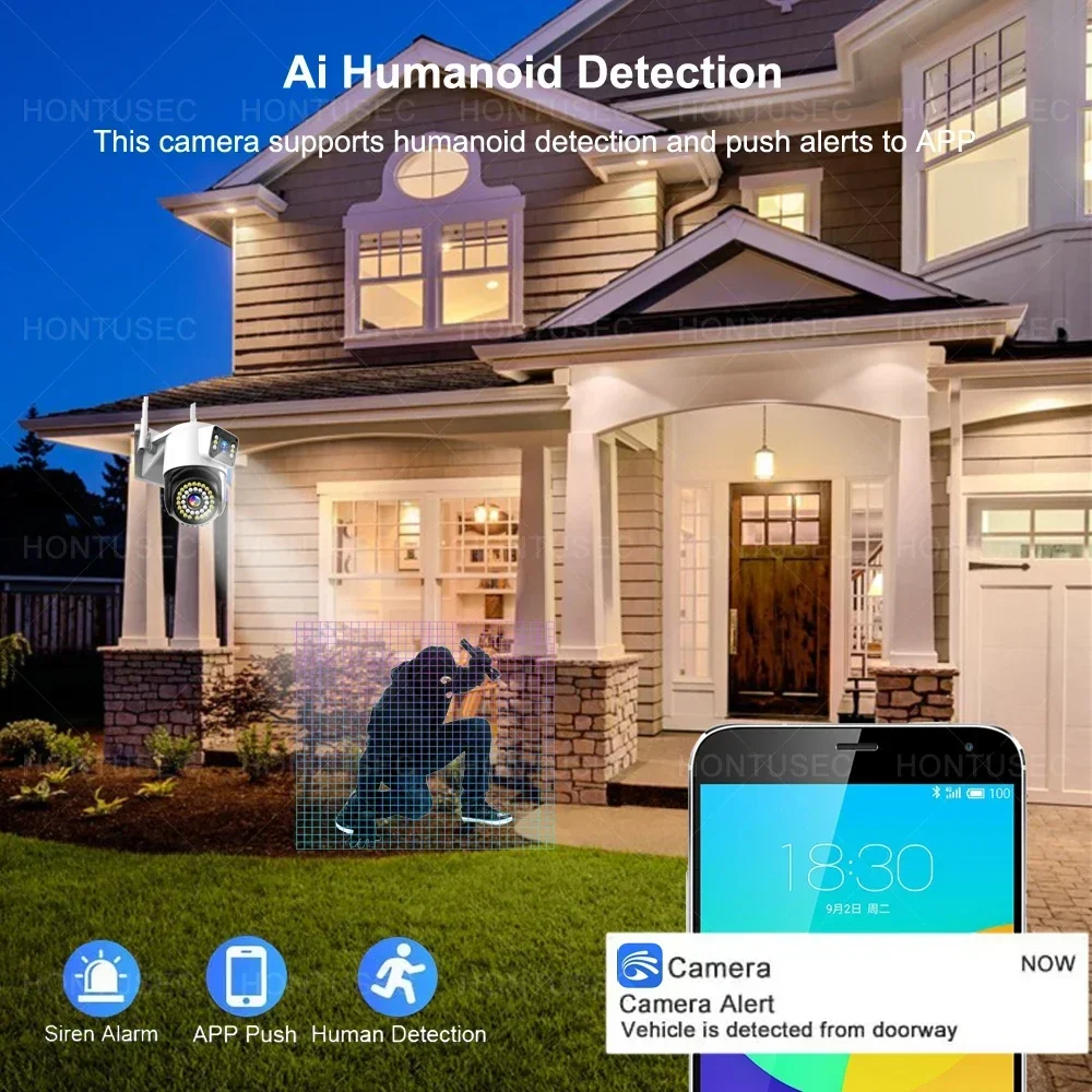 Yoosee 4K 8MP Dual Lens Dual Screens Color Night Vision Motion Detection Two Way Audio Outdoor Waterproof Wifi Security Camera