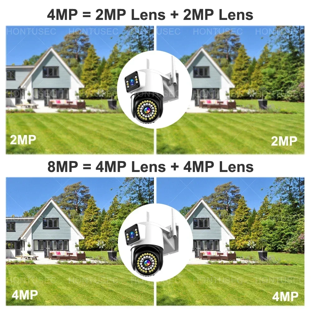 Yoosee 4K 8MP Dual Lens Dual Screens Color Night Vision Motion Detection Two Way Audio Outdoor Waterproof Wifi Security Camera