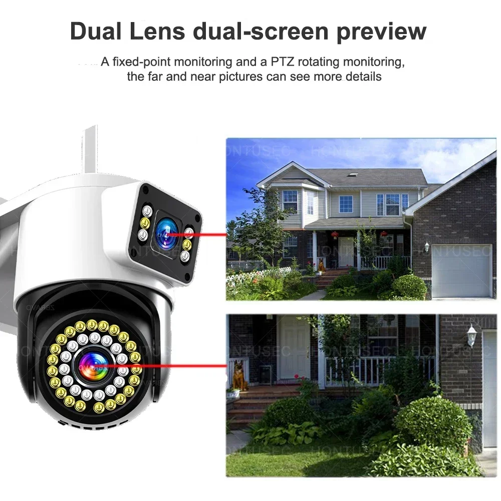 Yoosee 4K 8MP Dual Lens Dual Screens Color Night Vision Motion Detection Two Way Audio Outdoor Waterproof Wifi Security Camera