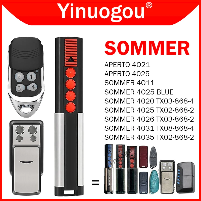 SOMMER 868 4020 TX03-868-4 4026 TX03-868-2 4031 TX08-868-4 Garage Door Remote Control 868MHz Rolling Code Gate Hand Transmiter