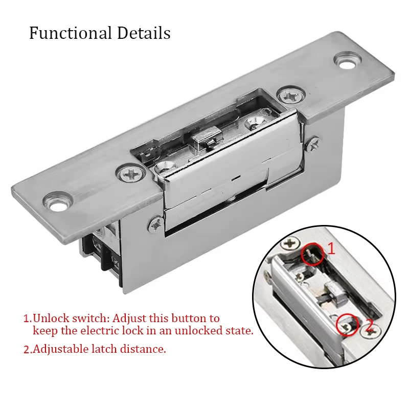 EU Electric Strike Door Lock Electronic For Access Control System New Fail Secure Stainless Door 12V DC Fail-Secure NO Lock