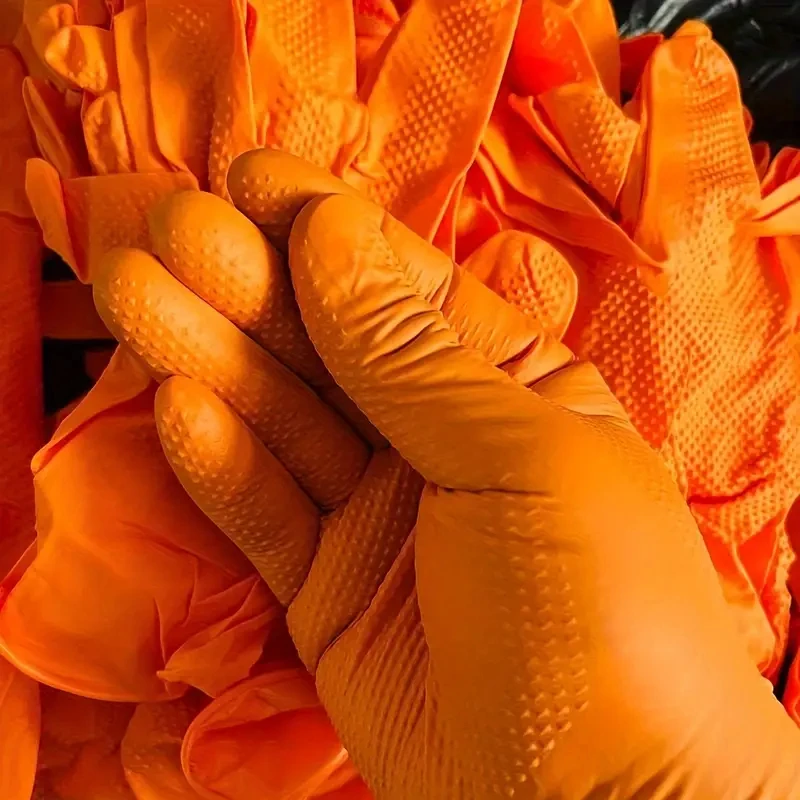 8mil Nitrile Gloves Thick 30/50PCS Industrial Disposable Gloves with Diamond Textured Latex Free Heavy Duty Mechanic Auto Gloves