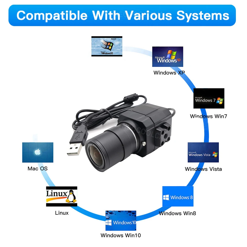 30fps Webcam 2K 4K Streaming Web Camera With 5-50mm Varifocal CS Lens UVC OTG USB Camera For Tiktok/YouTube OBS Video Shooting