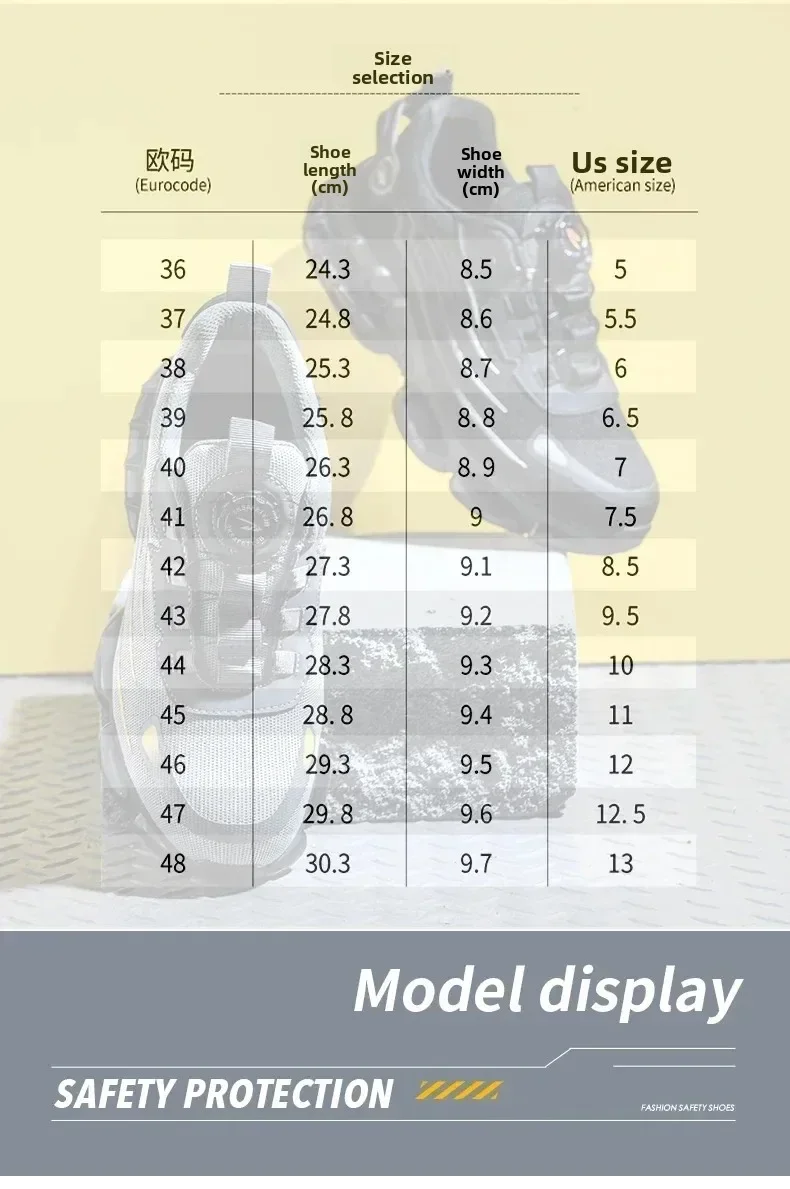 Men's Safety Shoes Protection And Elastic Safety Boots Fashionable Casual Shoes Breathable Odor Protection Men's Work Shoes