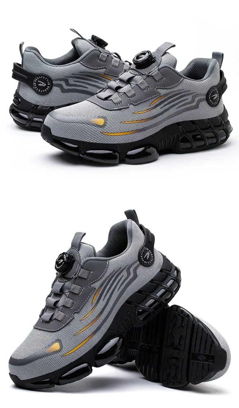 Men's Safety Shoes Protection And Elastic Safety Boots Fashionable Casual Shoes Breathable Odor Protection Men's Work Shoes