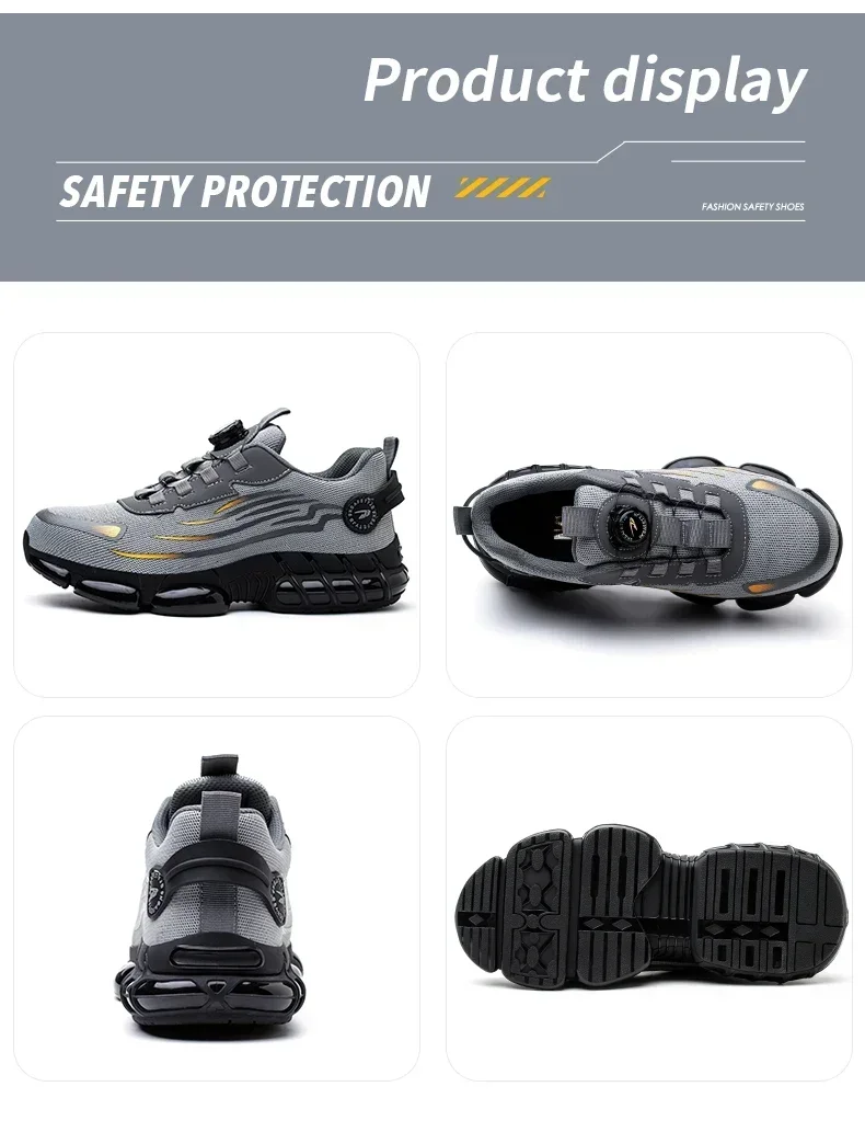 Men's Safety Shoes Protection And Elastic Safety Boots Fashionable Casual Shoes Breathable Odor Protection Men's Work Shoes