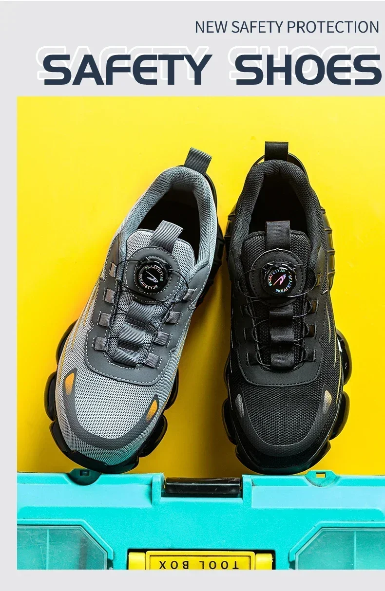 Men's Safety Shoes Protection And Elastic Safety Boots Fashionable Casual Shoes Breathable Odor Protection Men's Work Shoes