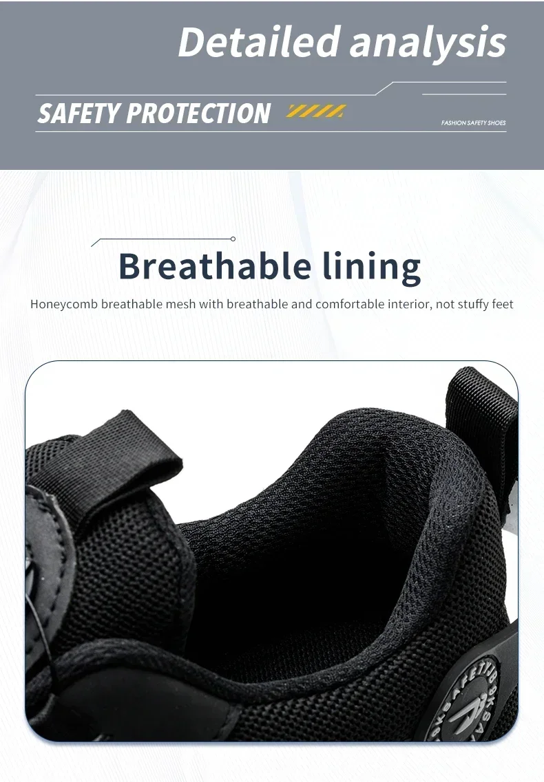 Men's Safety Shoes Protection And Elastic Safety Boots Fashionable Casual Shoes Breathable Odor Protection Men's Work Shoes
