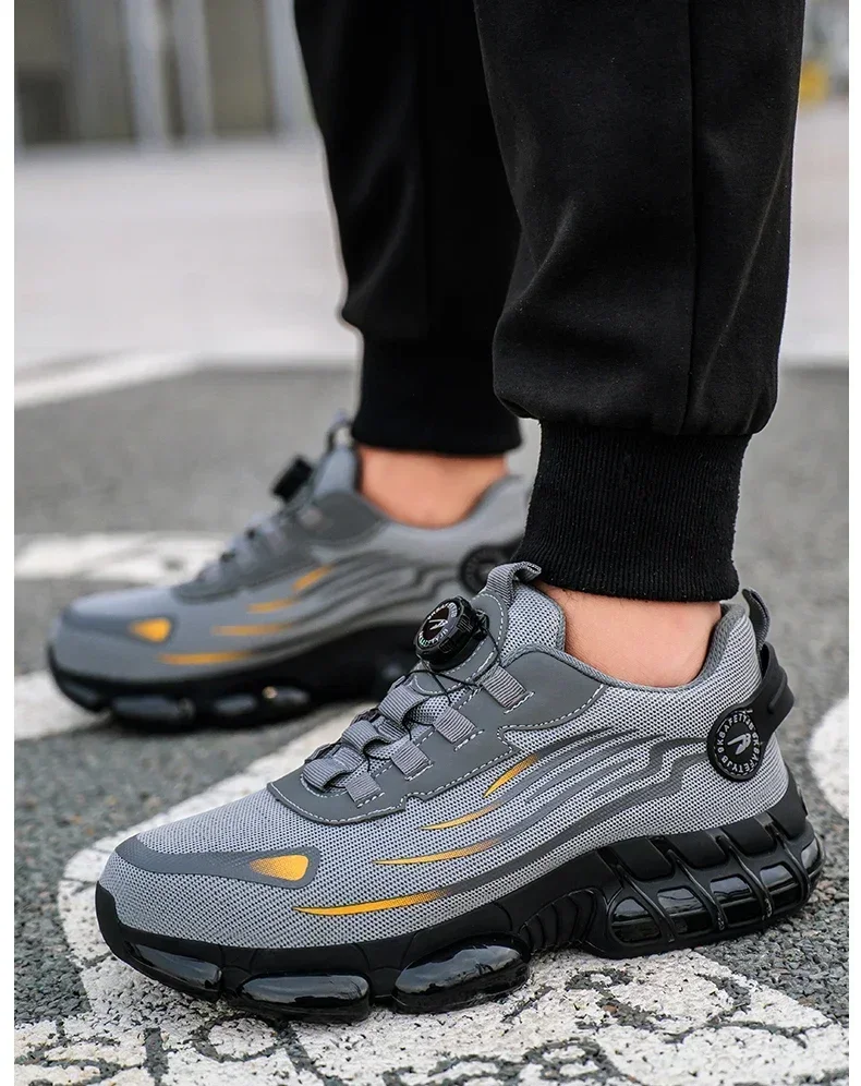 Men's Safety Shoes Protection And Elastic Safety Boots Fashionable Casual Shoes Breathable Odor Protection Men's Work Shoes
