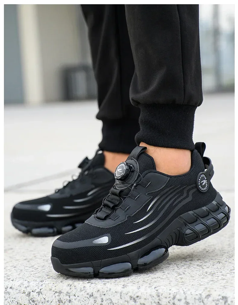Men's Safety Shoes Protection And Elastic Safety Boots Fashionable Casual Shoes Breathable Odor Protection Men's Work Shoes