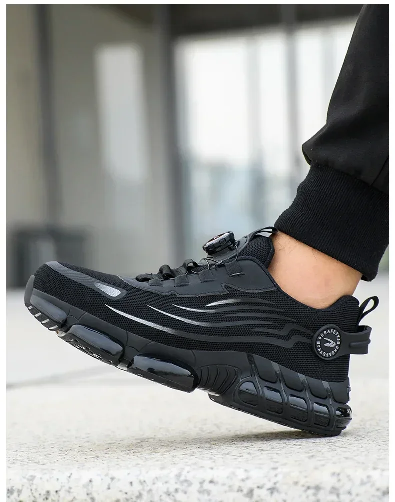 Men's Safety Shoes Protection And Elastic Safety Boots Fashionable Casual Shoes Breathable Odor Protection Men's Work Shoes
