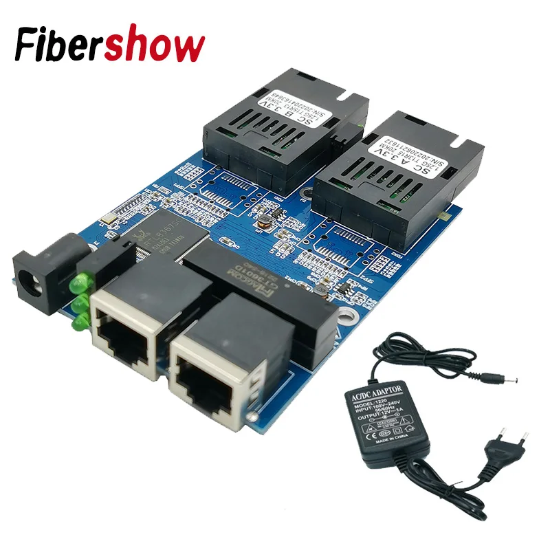 Gigabit Ethernet fiber switch 2 RJ45 UTP 2 SC fiber Optical Media Converter 2SC 2RJ45 Ethernet 10/100/1000M PCB
