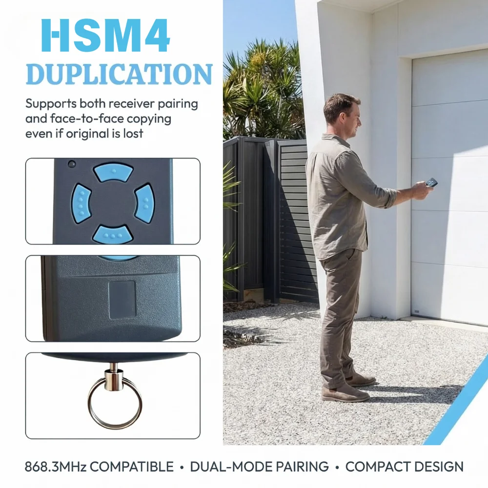For HORMANN HSM4 868mhz Pilot HSE2 HSE4 HS4 Garage Gate Remote Control HSM2 Handheld Transmitter Command with Keychain 868.35mhz