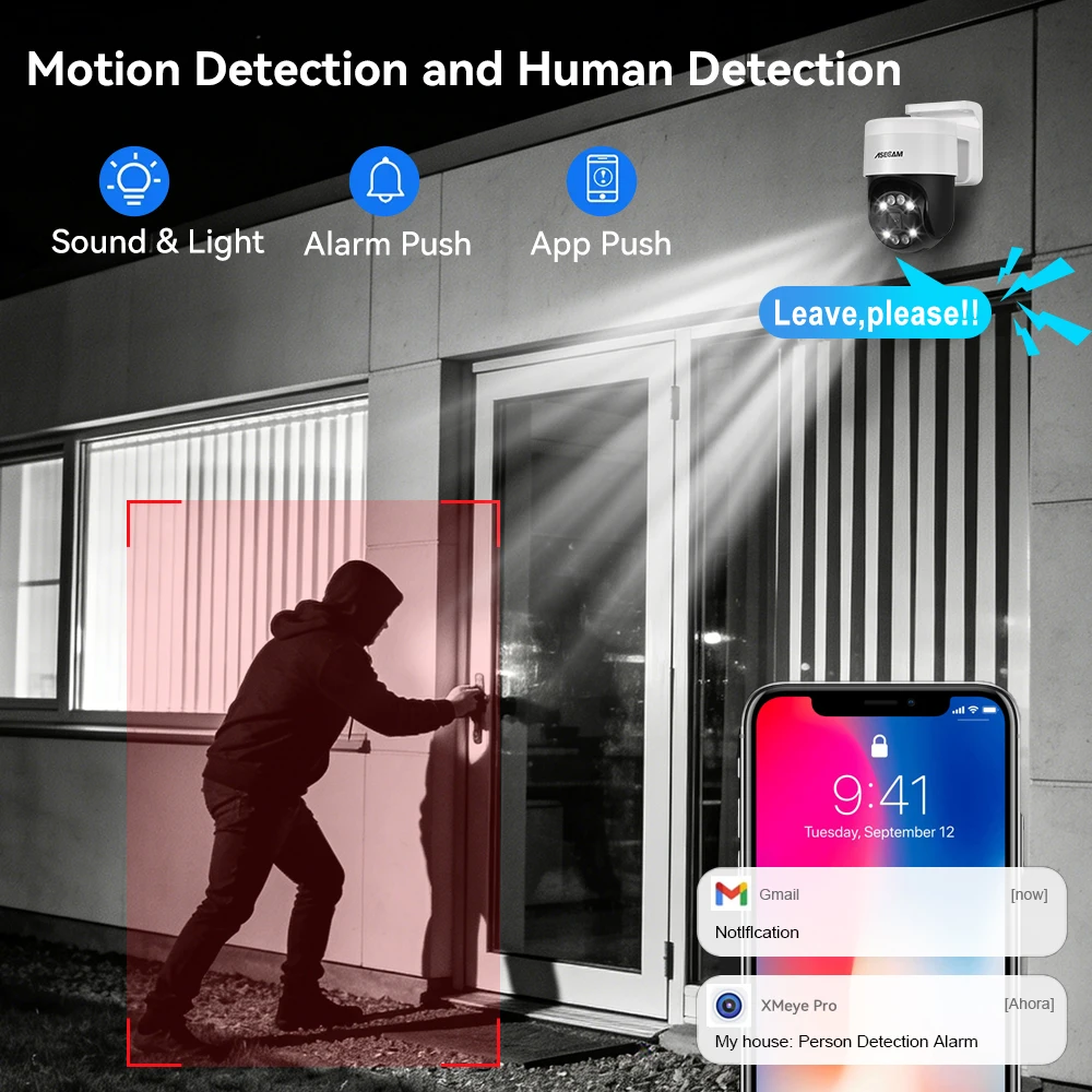 8MP 4K PTZ Security Camera System Kit Face Human Detection Audio Alarm Recording POE NVR CCTV Outdoor Home Video Surveillance