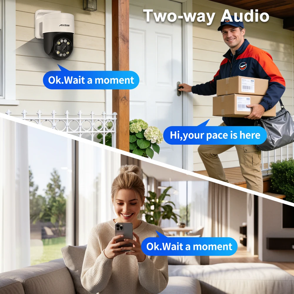 8MP 4K PTZ Security Camera System Kit Face Human Detection Audio Alarm Recording POE NVR CCTV Outdoor Home Video Surveillance