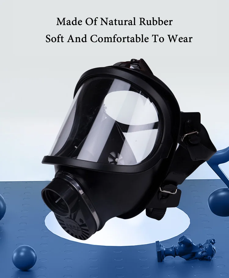 Black MF14 Full Face Gas Mask Military Chemical Respirator Natural Rubber For Painting Spraying Welding Work Safety Protection