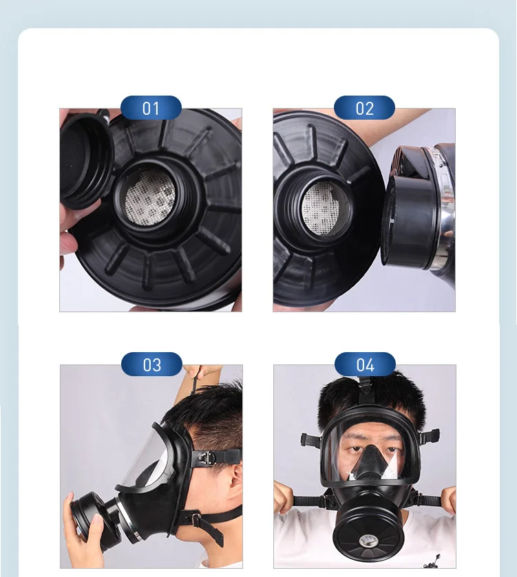 Black MF14 Full Face Gas Mask Military Chemical Respirator Natural Rubber For Painting Spraying Welding Work Safety Protection