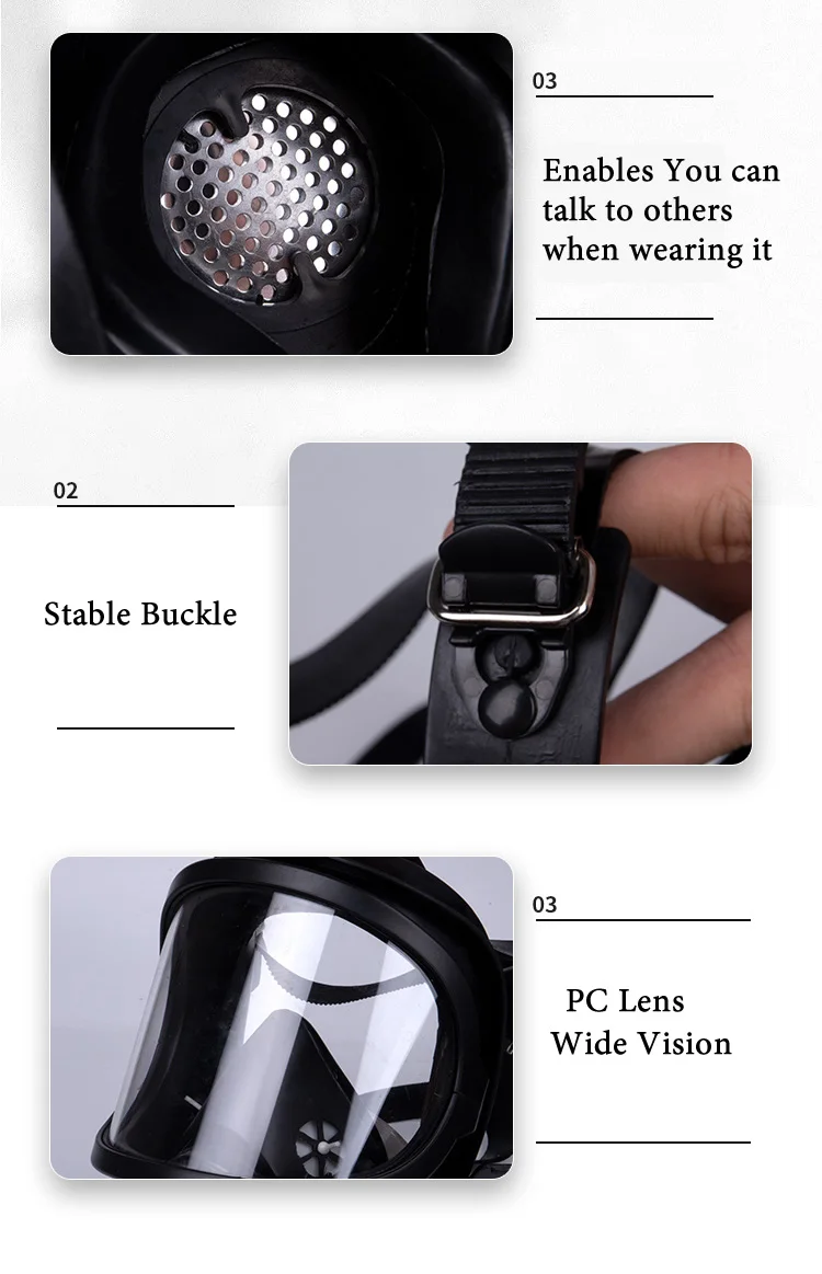 Black MF14 Full Face Gas Mask Military Chemical Respirator Natural Rubber For Painting Spraying Welding Work Safety Protection