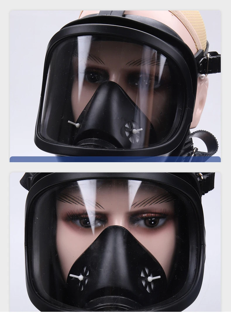 Black MF14 Full Face Gas Mask Military Chemical Respirator Natural Rubber For Painting Spraying Welding Work Safety Protection