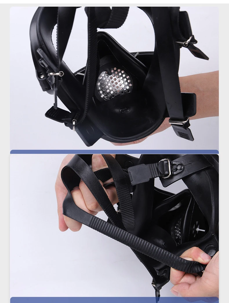 Black MF14 Full Face Gas Mask Military Chemical Respirator Natural Rubber For Painting Spraying Welding Work Safety Protection