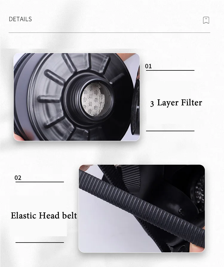 Black MF14 Full Face Gas Mask Military Chemical Respirator Natural Rubber For Painting Spraying Welding Work Safety Protection