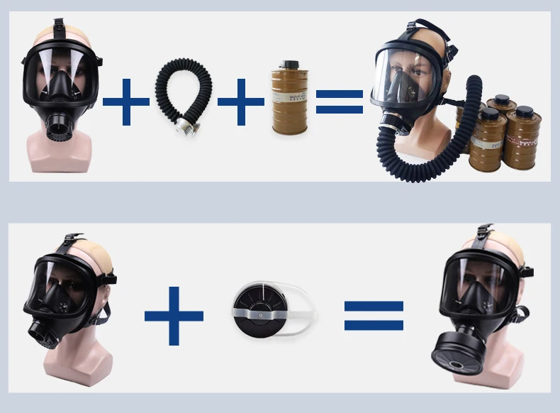 Black MF14 Full Face Gas Mask Military Chemical Respirator Natural Rubber For Painting Spraying Welding Work Safety Protection