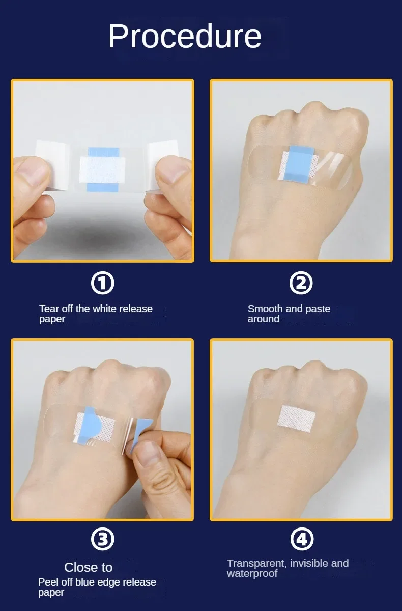 120pcs PU Transparent Waterproof Band Aid Adhesive Medical Strips Plaster for Wound Sports Bathing