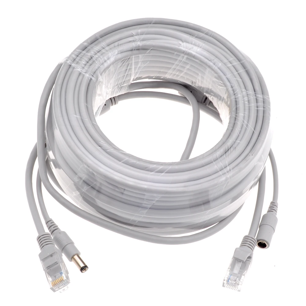 IP Camera Extension Cable Power Supply RJ45 2 IN 1 Network Wires 5M/10M/20M/30M RJ45 Extension Cable RJ45+DC For IP Cameras