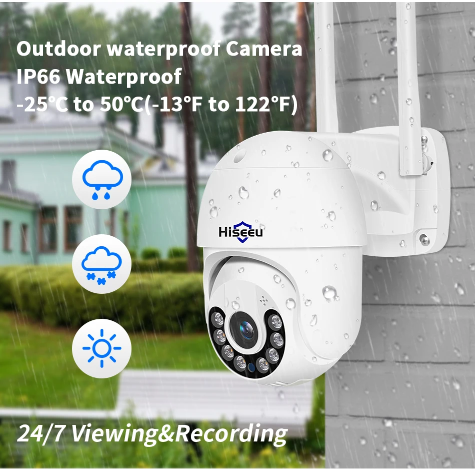 Hiseeu 1080P HD Smart Wifi PTZ Camera 5xDigital Zoom Human Detect Alert Auto Tracking ONVIF CCTV IP Camera Security Protection