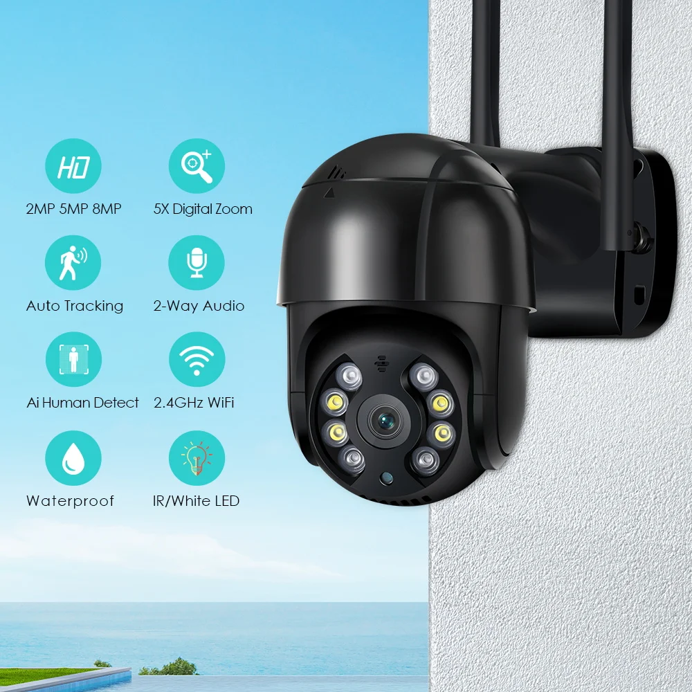 Hiseeu 1080P HD Smart Wifi PTZ Camera 5xDigital Zoom Human Detect Alert Auto Tracking ONVIF CCTV IP Camera Security Protection