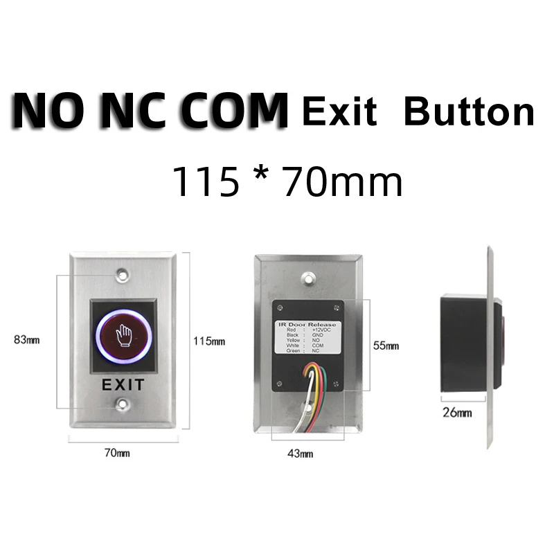 Infrared Induction No Touch Exit Button Release Switch Opener NO COM NC LED Light for Door Access Control System Entry Open