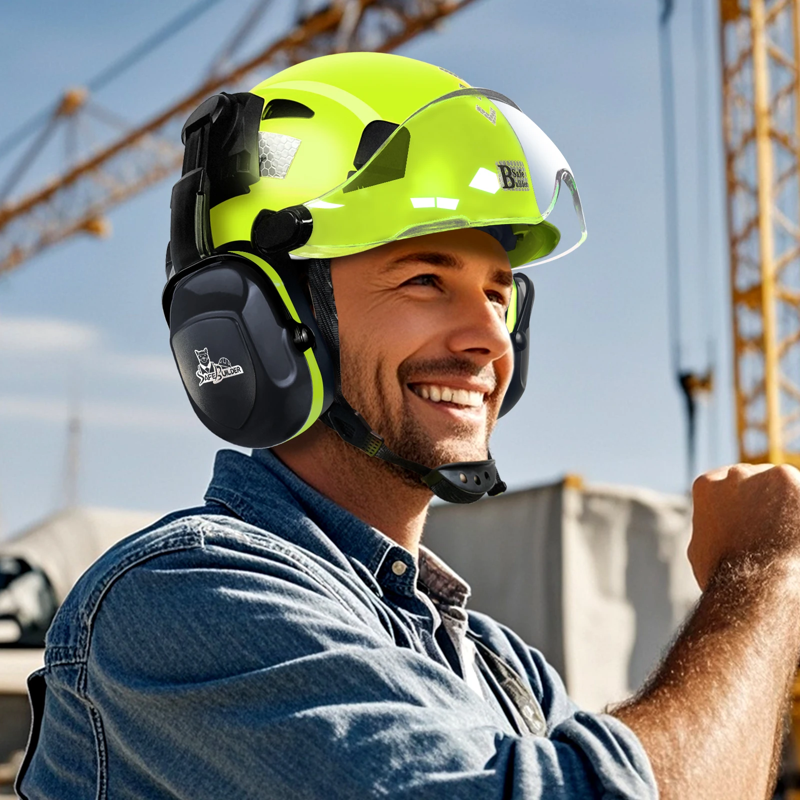 Ear Muffs For Hard Hats Fit,Earmuffs Noise Reduction Hearing Protection,Helmet Attachable Ear Muffs