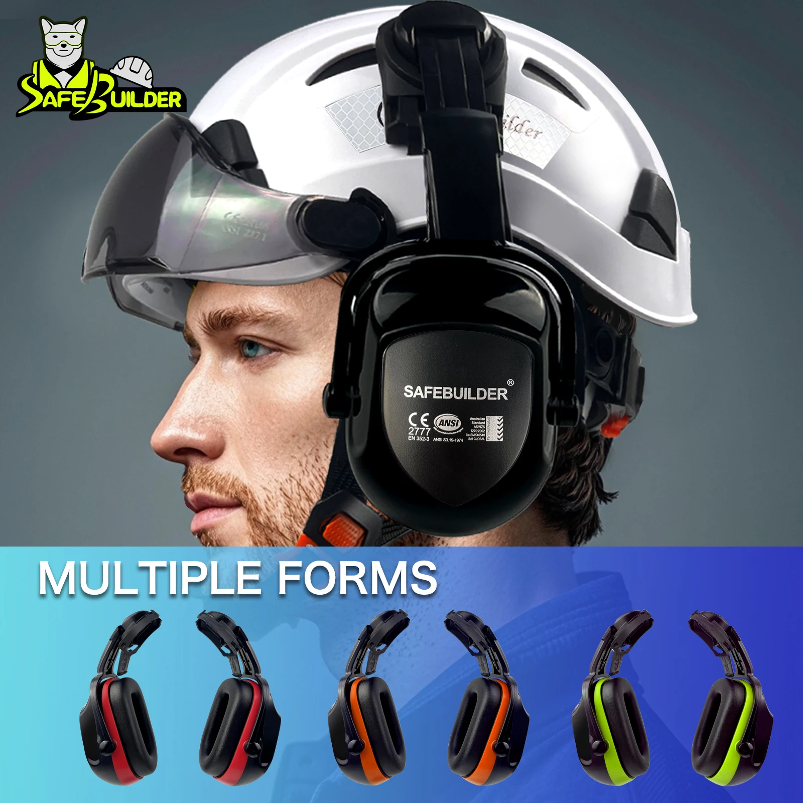 Ear Muffs For Hard Hats Fit,Earmuffs Noise Reduction Hearing Protection,Helmet Attachable Ear Muffs