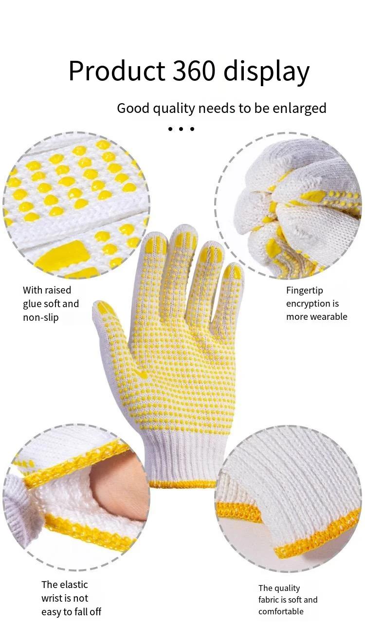 12 Pairs Cotton Polyester String Knit Shell Safety Protection Work Gloves, Painter Mechanic Industrial Warehouse with Dots,