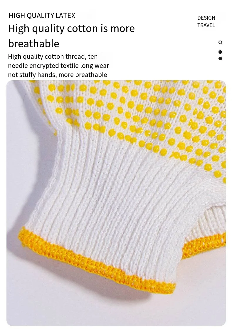 12 Pairs Cotton Polyester String Knit Shell Safety Protection Work Gloves, Painter Mechanic Industrial Warehouse with Dots,
