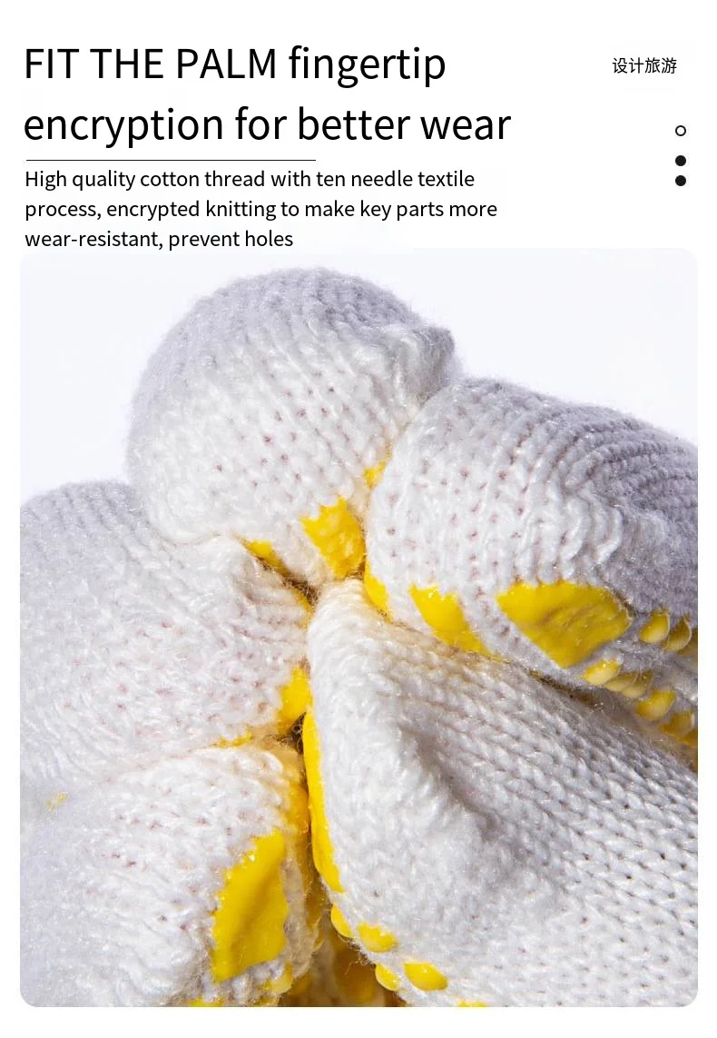 12 Pairs Cotton Polyester String Knit Shell Safety Protection Work Gloves, Painter Mechanic Industrial Warehouse with Dots,